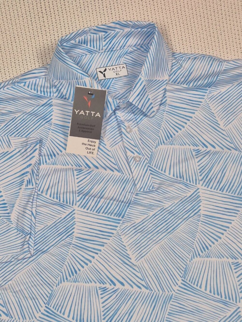Yatta Golf Polo Shirt Men's Sz. XL Blue Stretch Wicking Wrinkle Resist. NWT.